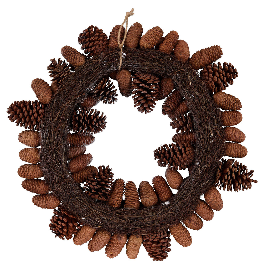 Snow-Flocked Pinecone Christmas Wreath, Brown and White, 24", by Holiday Time