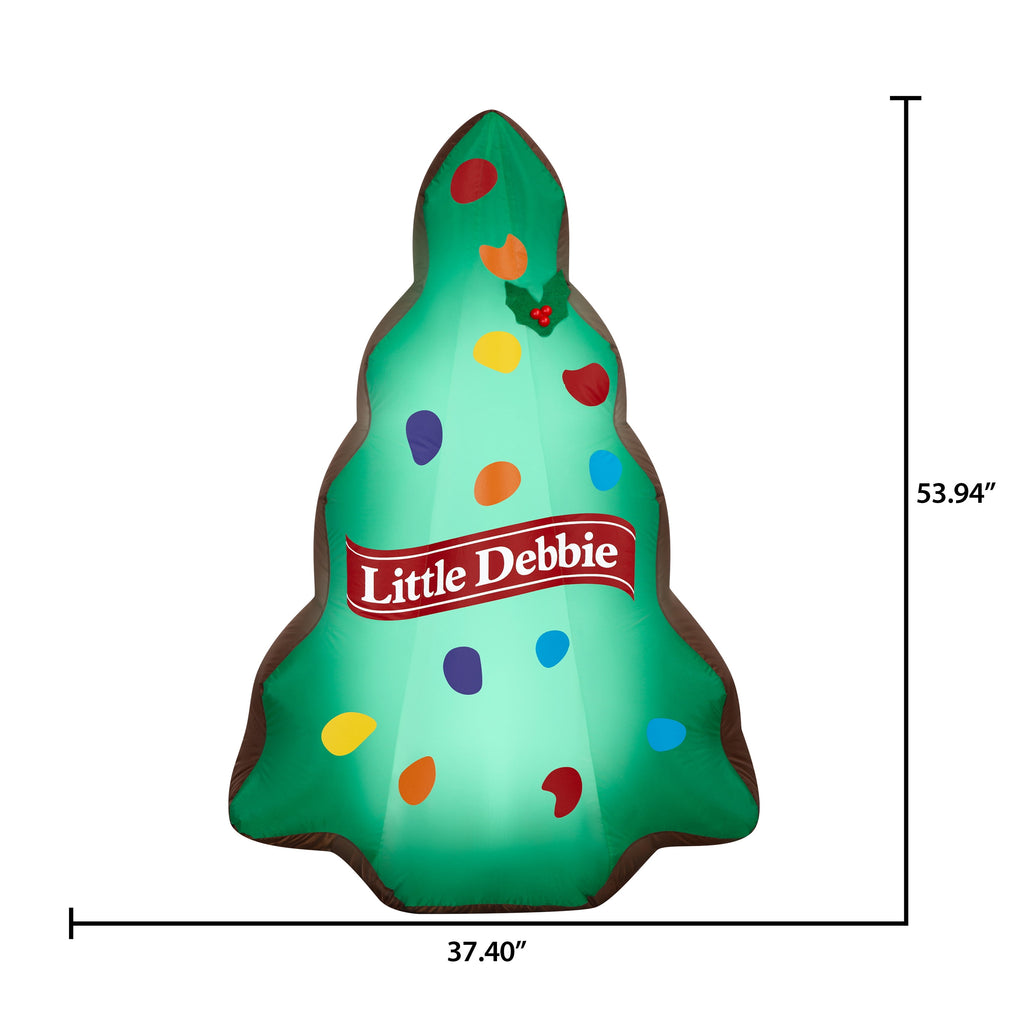 Airblown Christmas Yard Inflatables Light Little Debbie Green Christmas Tree Brownie Mc Kee 4.5 ft
