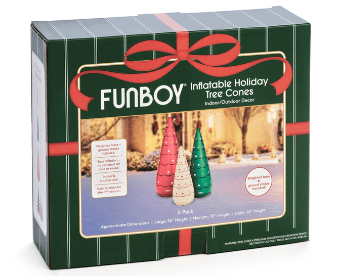 Funboy Inflatable Holiday Tree Cones, 3-Pack – Indoor/Outdoor Christmas Decorations