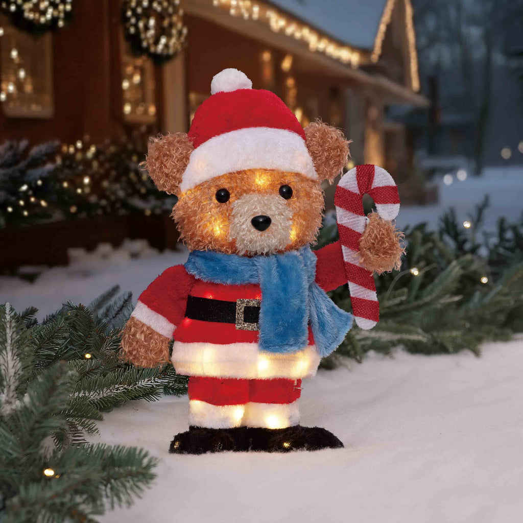 Indoor/Outdoor Light-Up Plush Piggy Christmas Decoration with 20 LED Lights, Warm White, 20", by Holiday Time