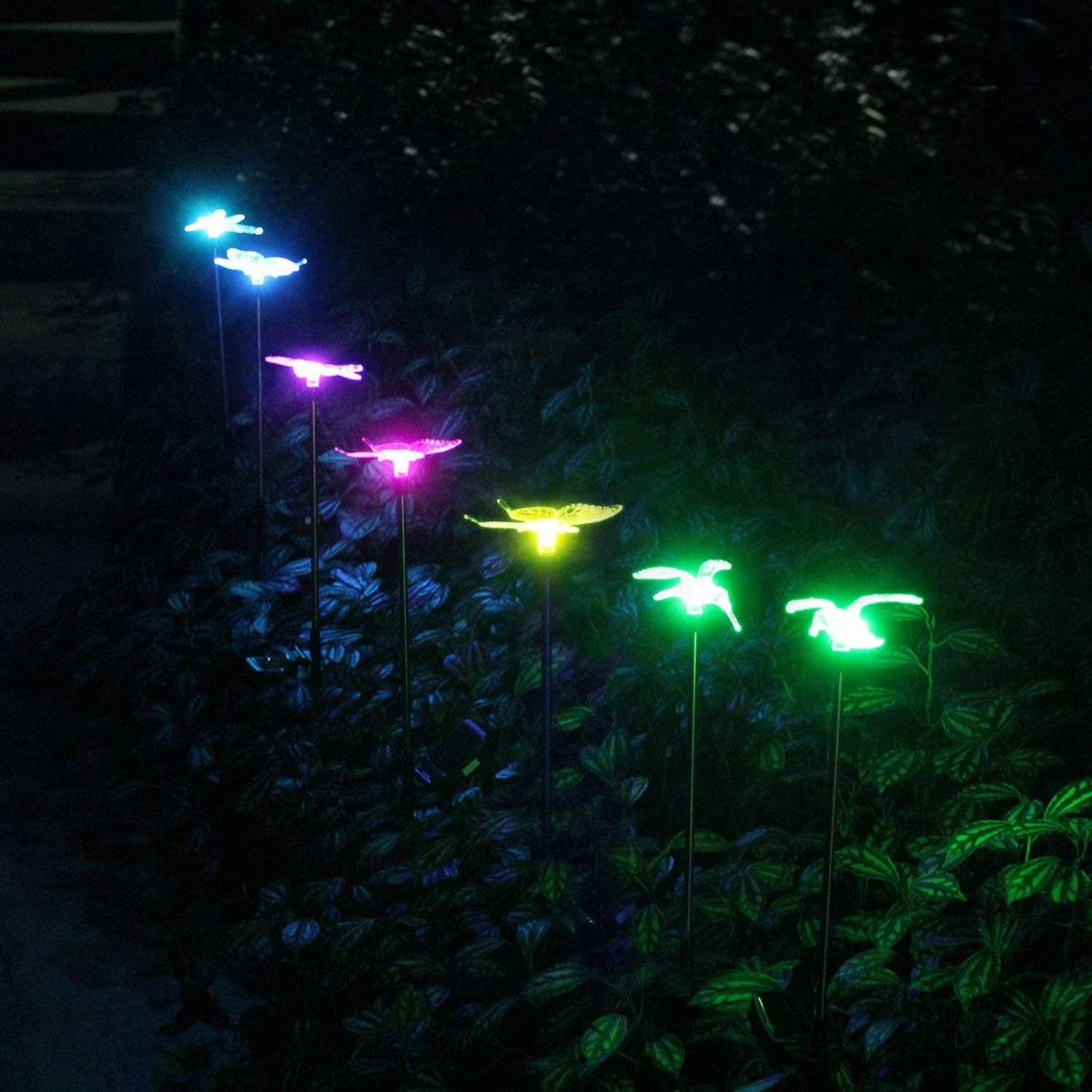 QiShi Solar Garden Lights Tree Outdoor Multi-Color Changing LED Stake Lights Flower for Garden, Patio, Yard and Decoration Solar Flickering Tree Lights (Tree,2 Pack)