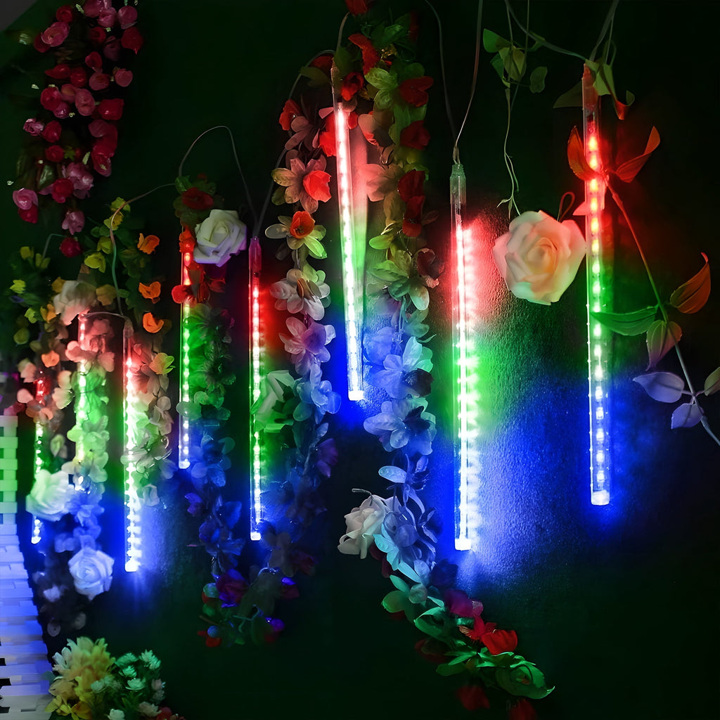 DAYBETTER Multi-Color Meteor Shower Lights Outdoor, Christmas&nbsp;Sting Lights 20in 10 Tube Waterproof Connectable Falling Rain Lights for Garden&nbsp;Yard&nbsp;Halloween Christmas Decoration