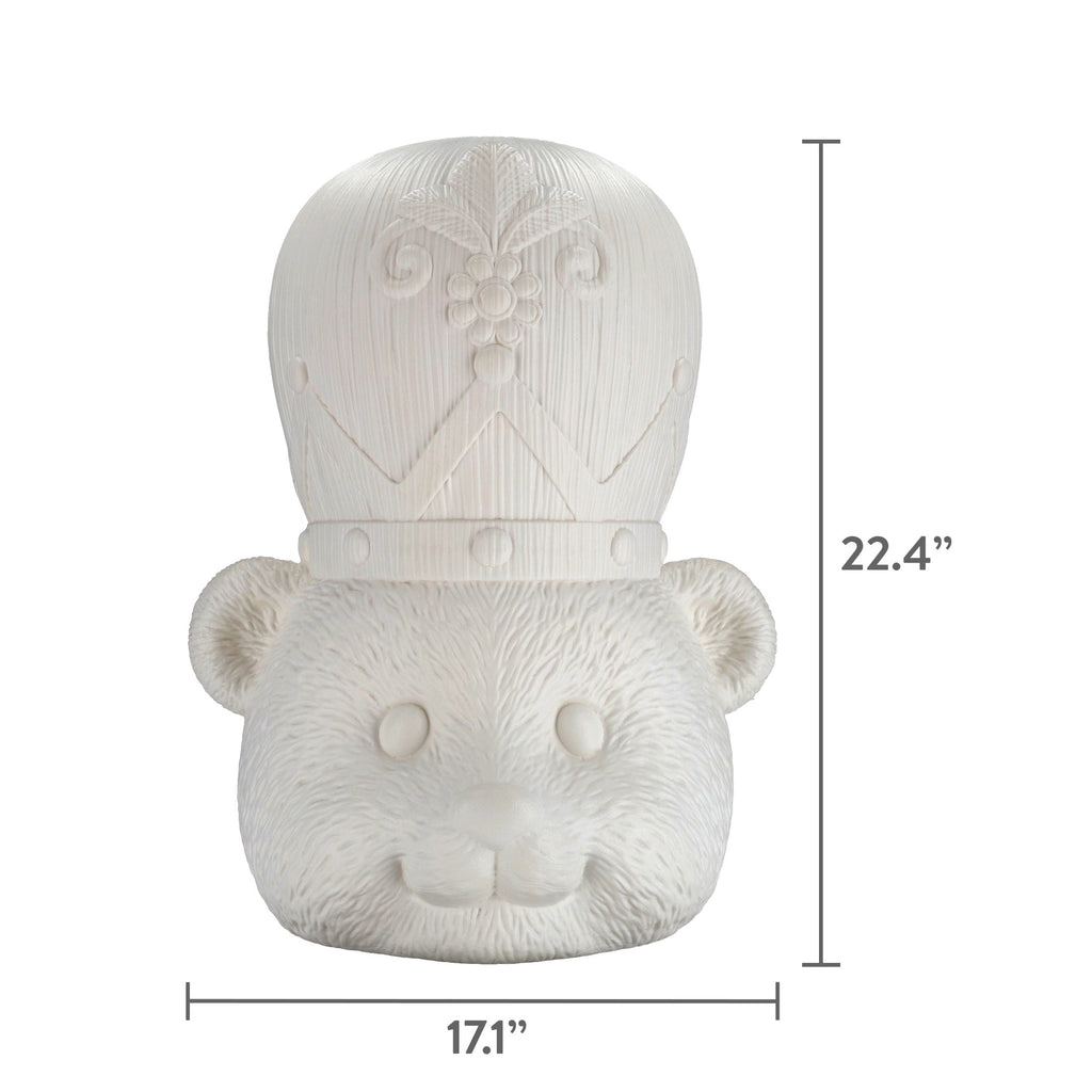 Paint-it-Yourself Blow Mold Bear Decorative Nutcracker Head, White, 22.4", by Holiday Time