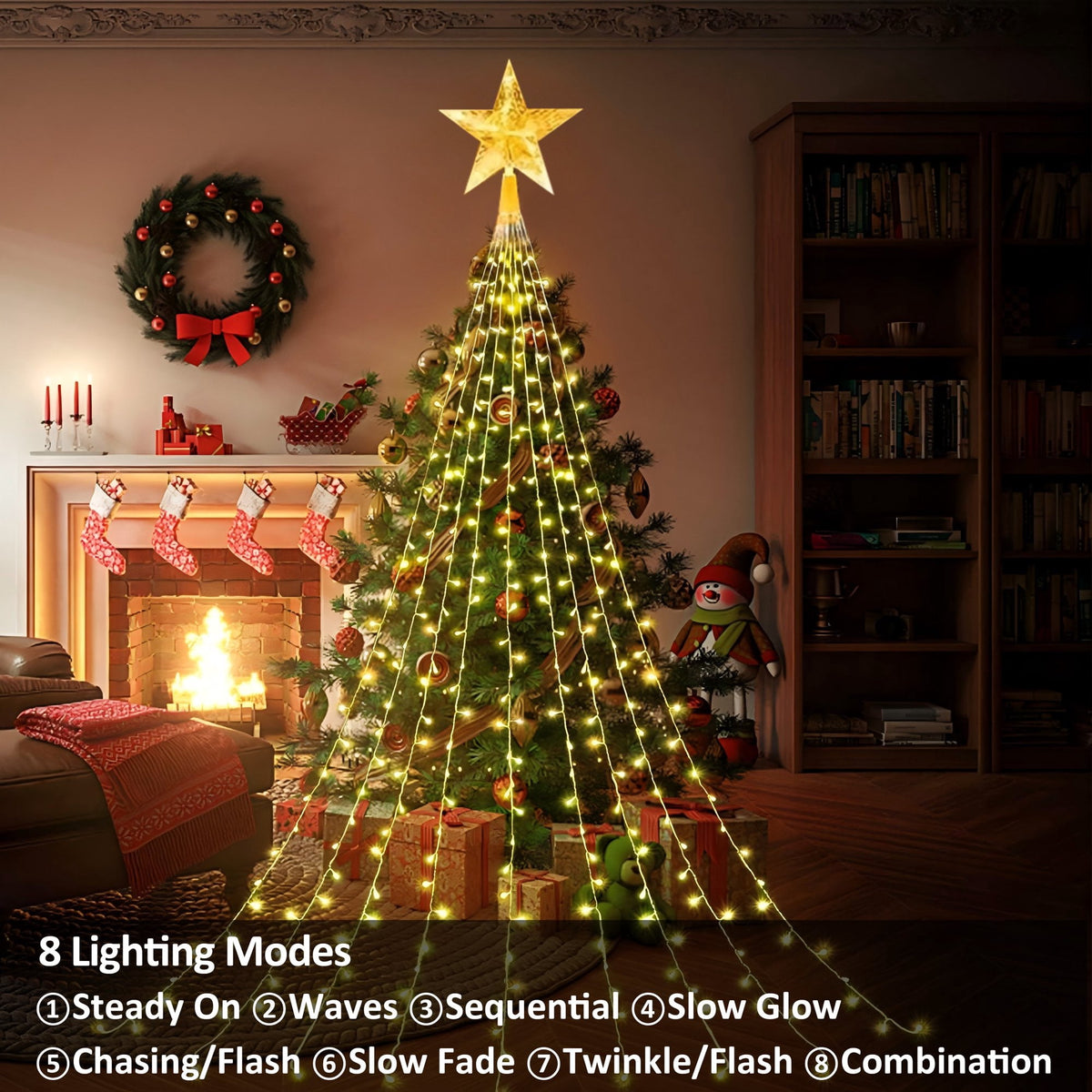 AVOXEZOR Christmas String Lights for Tree, 180 LEDs Christmas Tree Lights with 8 Modes Timer, Waterproof Fairy Lights for Christmas Tree Wall Indoor Outdoor Decor, Multicolor