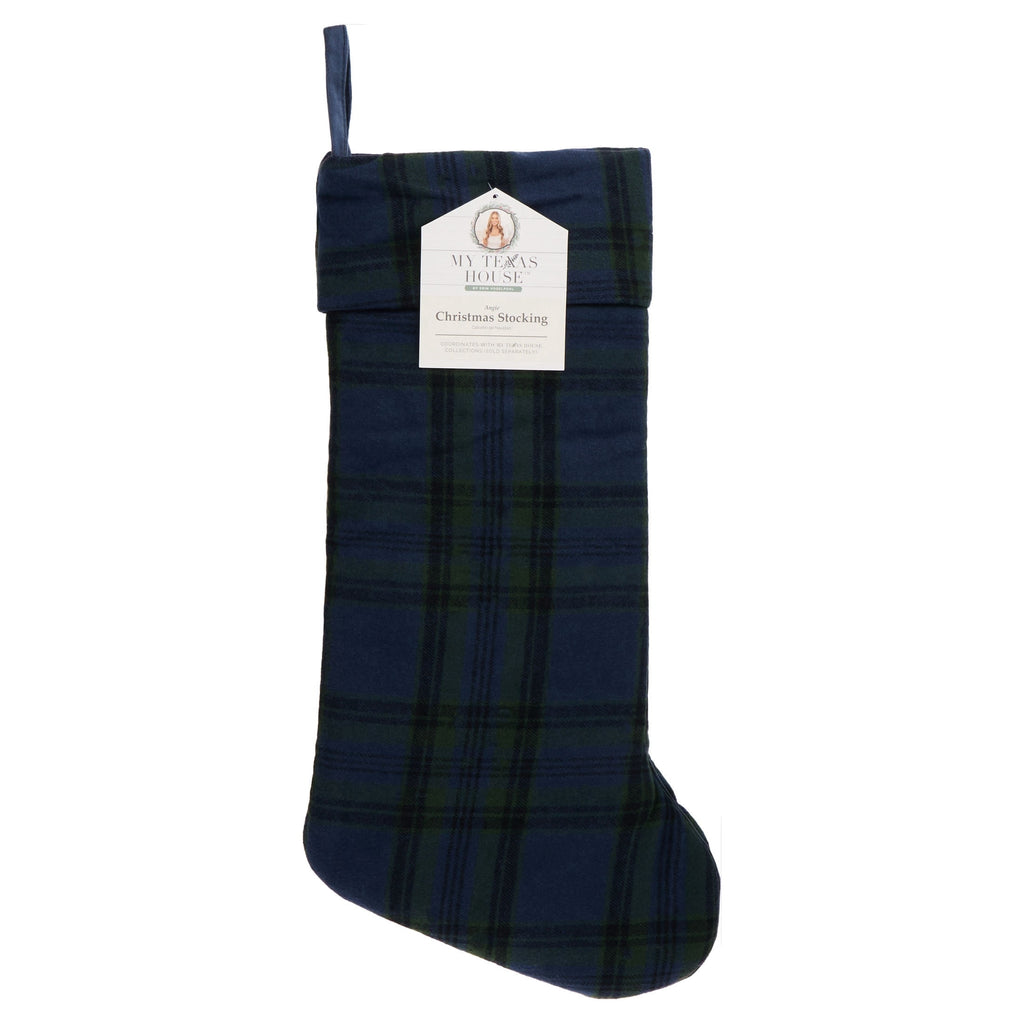 My Texas House Angie Plaid Christmas Stocking, Blue, 20"