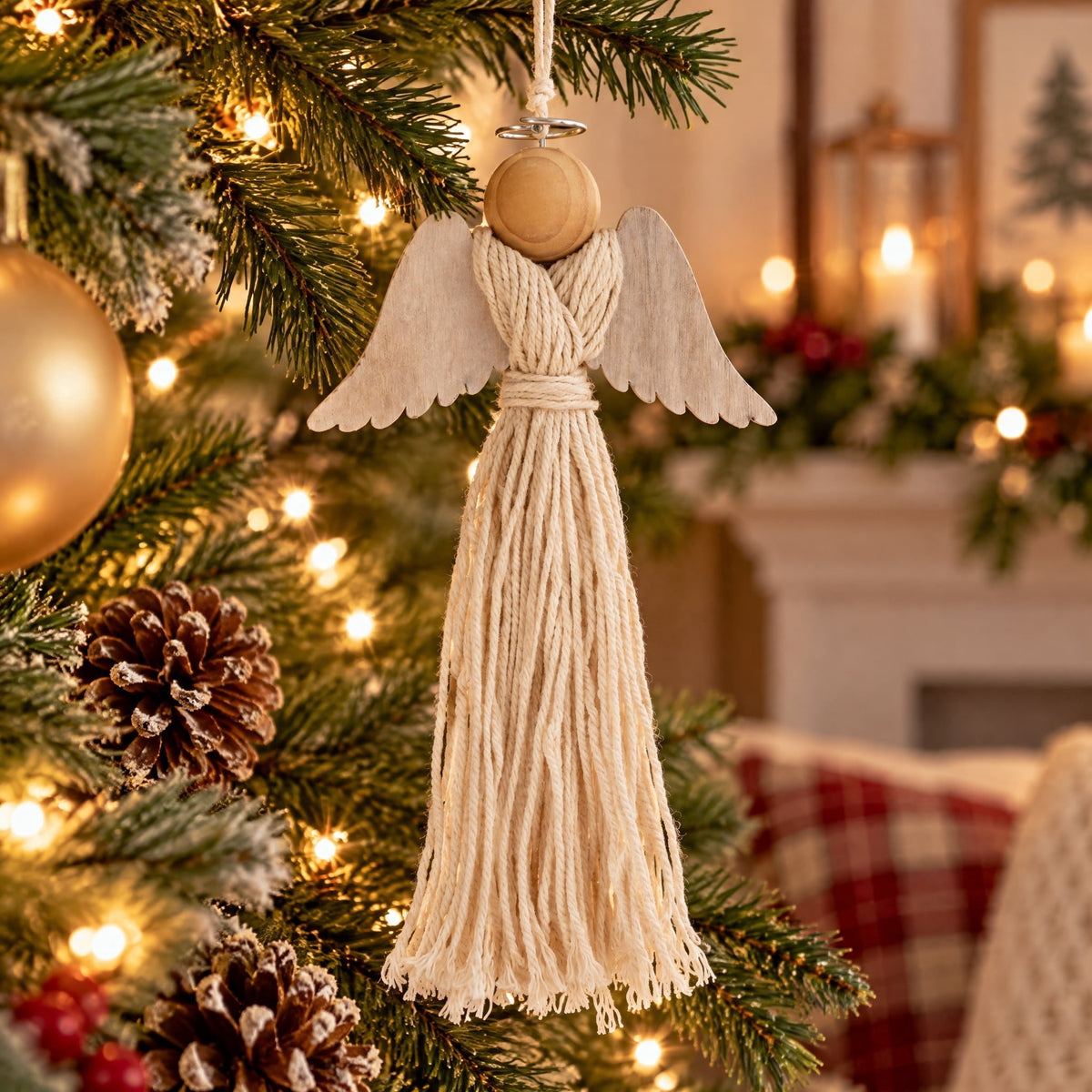 Cream Tassel Angel Christmas Ornament, 8.5", by Holiday Time