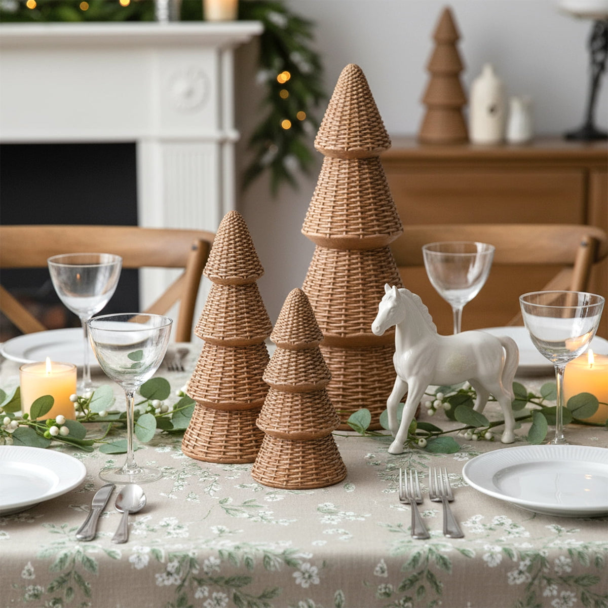 Ayieyill 3pcs Tabletop Christmas Tree Velvet Woven Resin Christmas Trees for Christmas Decor Indoor, Christmas Table Decor, Green
