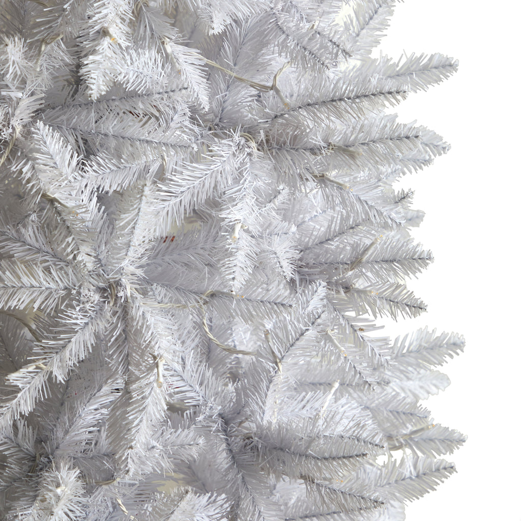 Nearly Natural 3' White Slim Artificial Christmas Tree Prelit 50 Warm White LED Lights