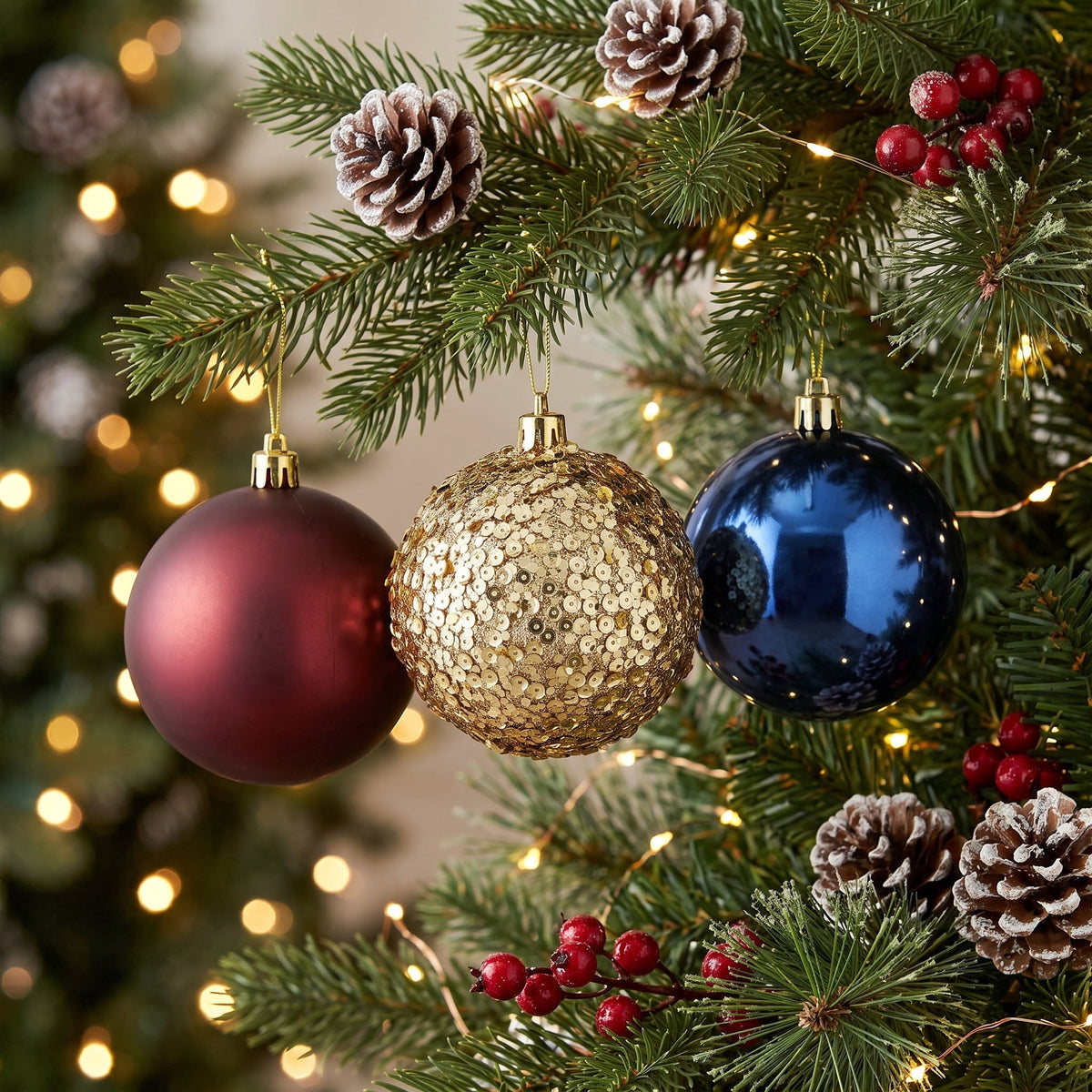 8-Count Champagne and White Ball Shatterproof Christmas Ornaments, 4.5", by Holiday Time