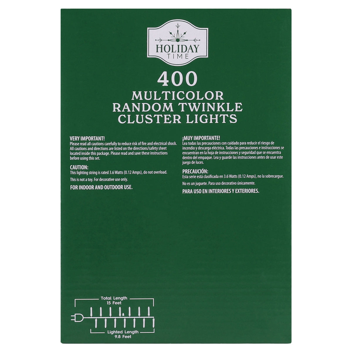 Indoor/Outdoor 400-Count LED Random Twinkle Cluster Christmas Garland Lights, Warm White, Green Wire, 9.8', by Holiday Time