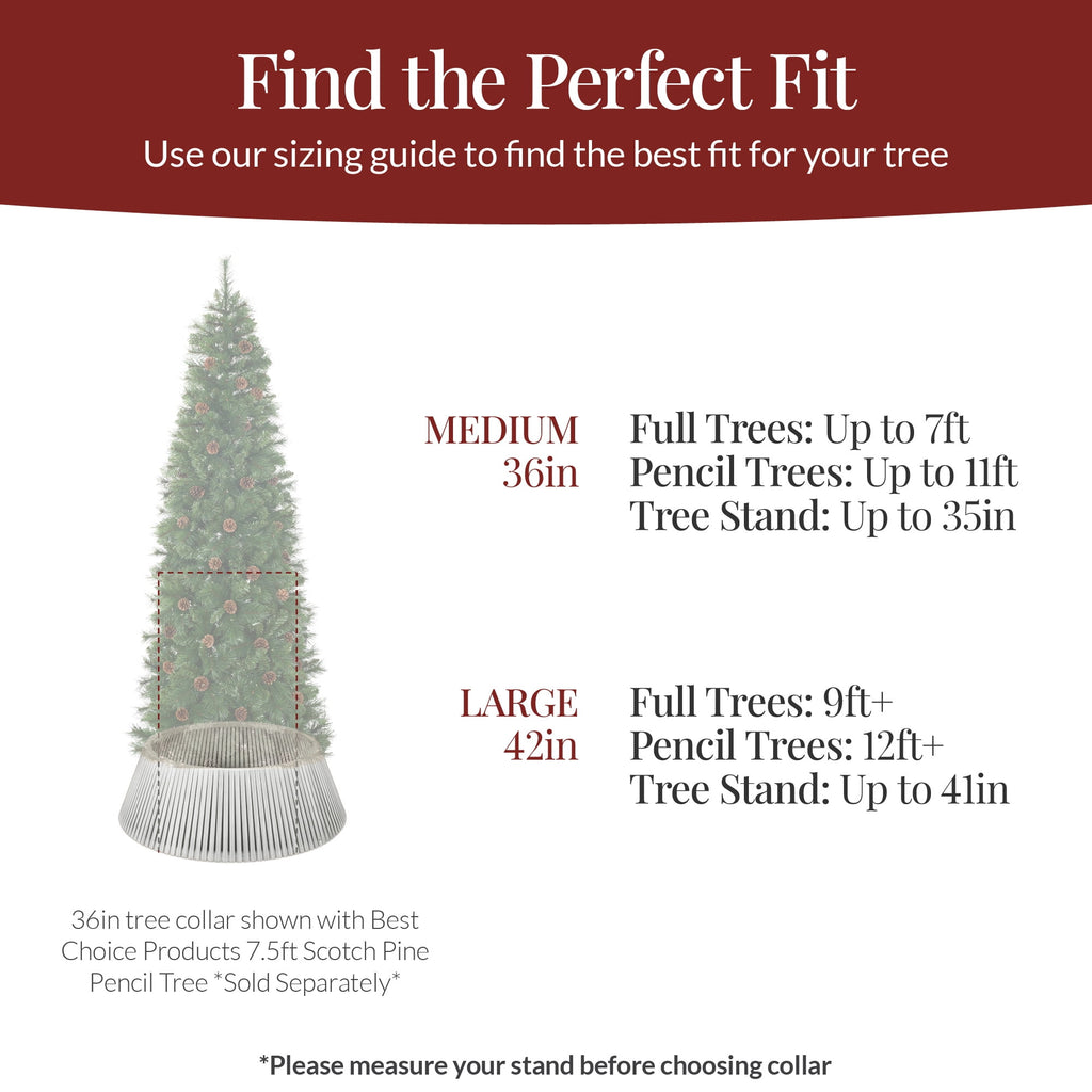 Best Choice Products 36in Christmas Tree Collar, Solid Wood Slatted Tree Skirt Holiday Accessory for Home - Walnut