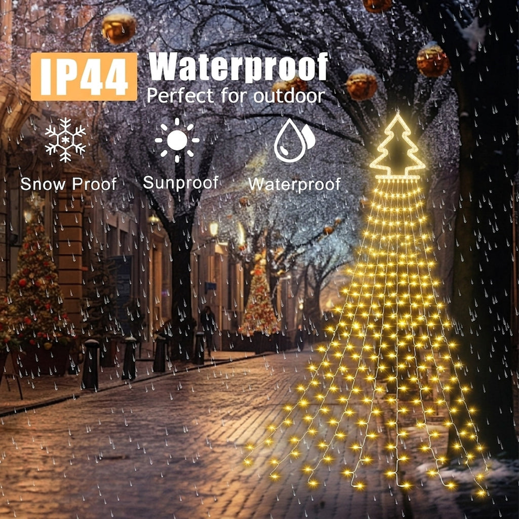 DAYBETTER Christmas String Lights Outdoor, Waterfall Star Lights with 317 LED, for Christmas Tree, New Year Decoration (Star-Multicolor)