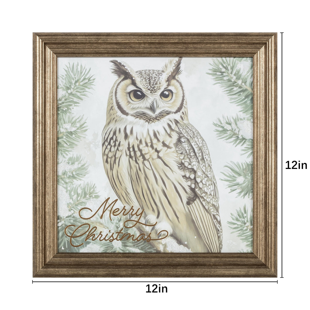 Owl in Snowy Tree Framed Christmas Wall Art, Multicolor, 12" x 12", by Holiday Time