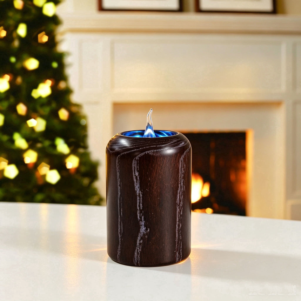Battery-Operated LED Wooden Flameless Christmas Candle, Mauve, 5", by Holiday Time