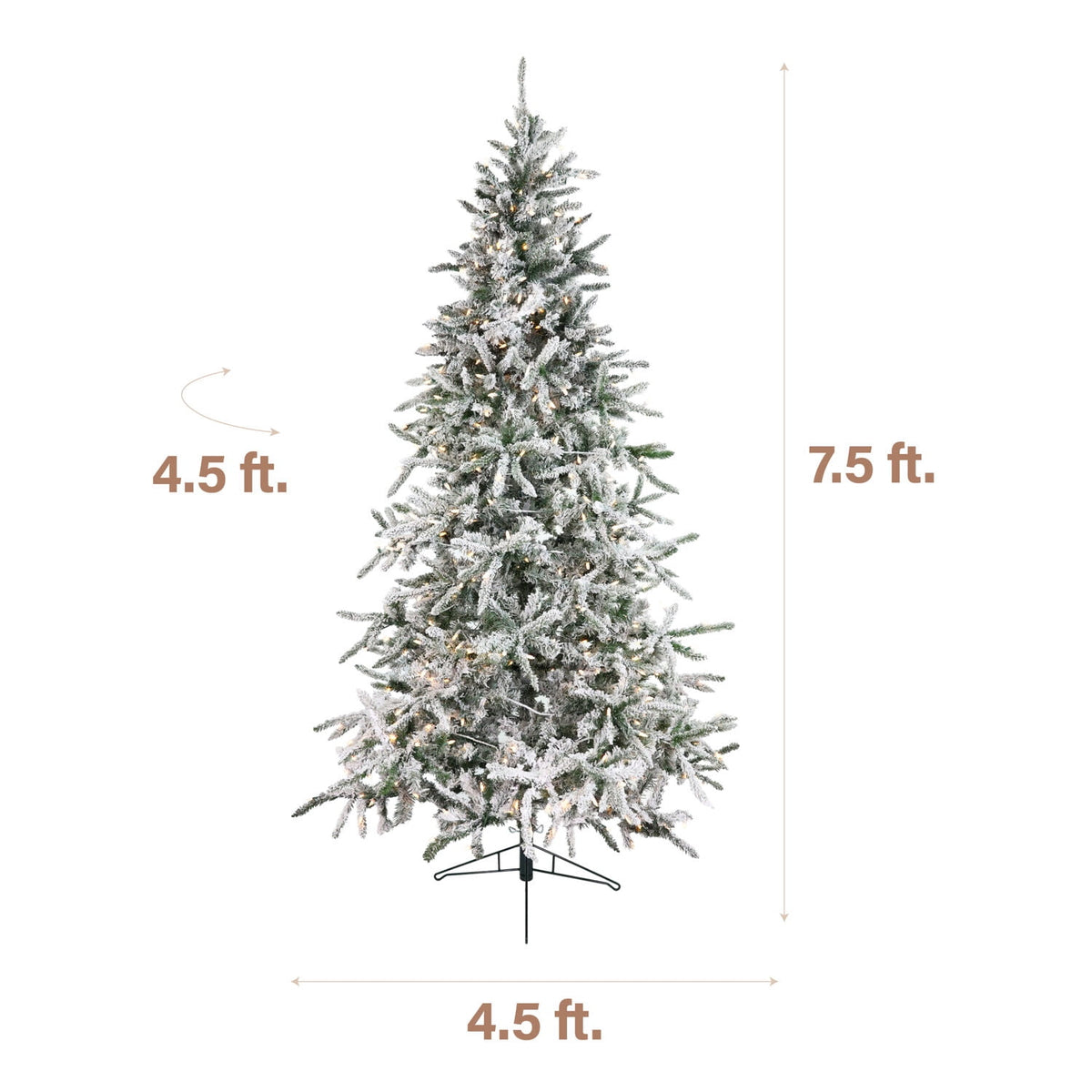 Fraser Hill Farm 6.5-Ft Flocked Mountain Pine Artificial Christmas Tree with Warm White LED Lights, FFMP065-5SN