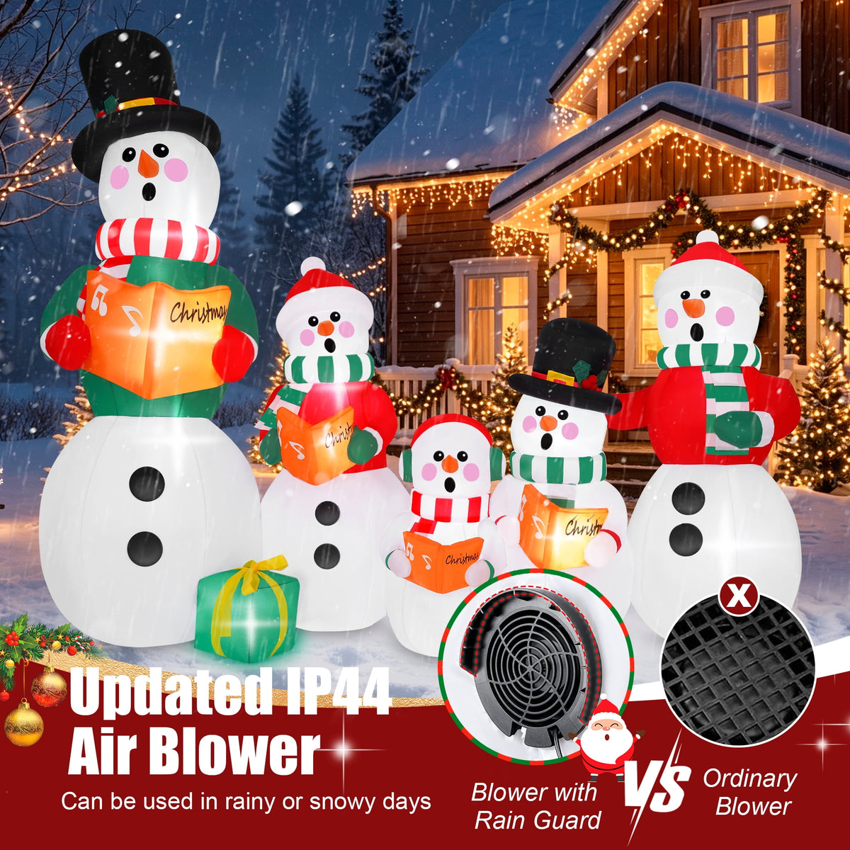 Firstness 6.5Ft High Christmas Inflatable Snowman Family with LED Lights Christmas Outdoor Decoration