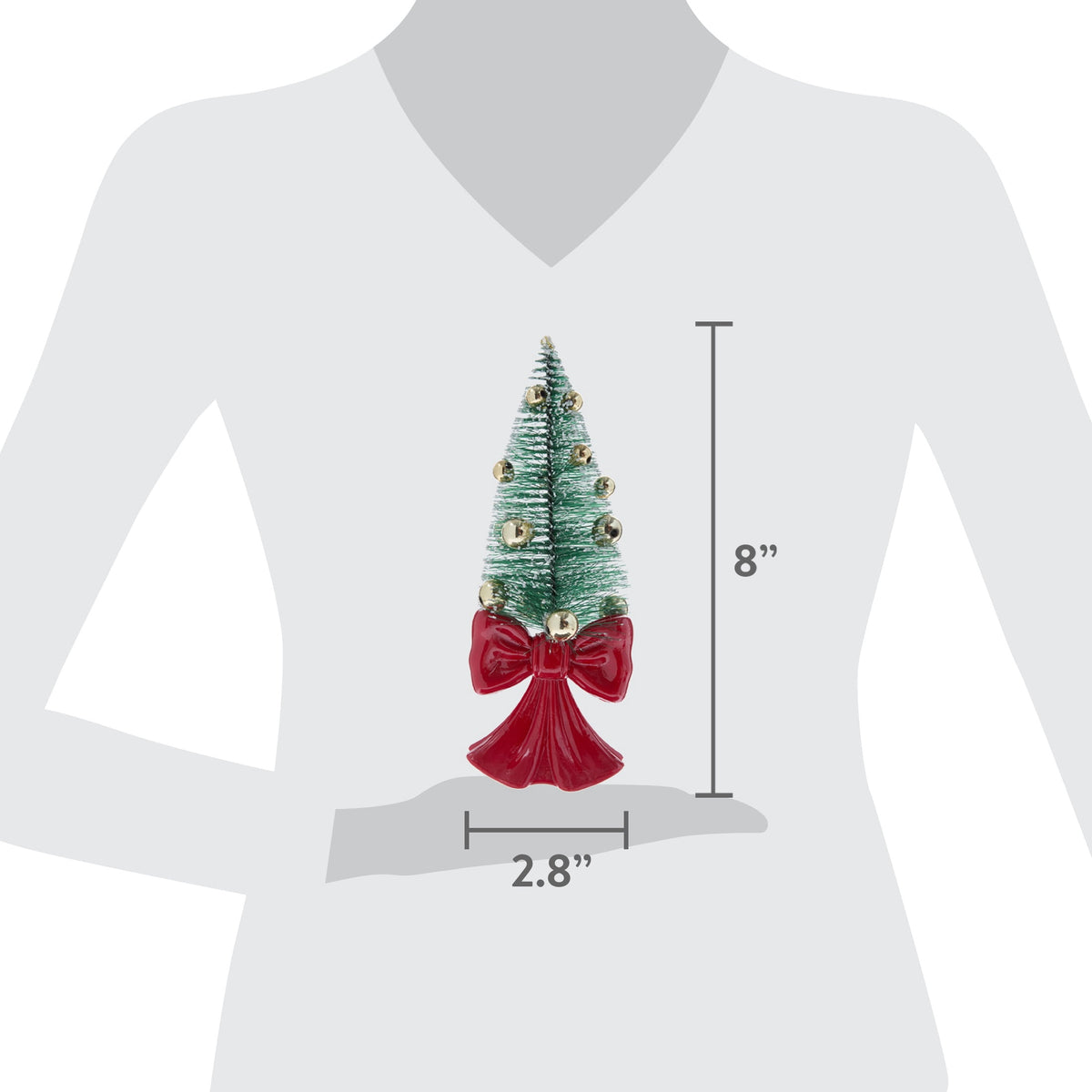 Red and Green Bottle Brush Tree with Bow Base Christmas Ornament, 8", by Holiday Time
