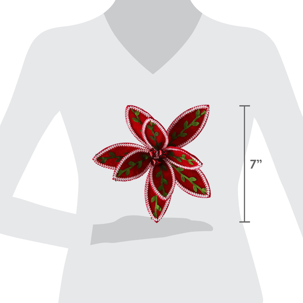 Red Poinsettia Christmas Clip Ornament, 7", by Holiday Time