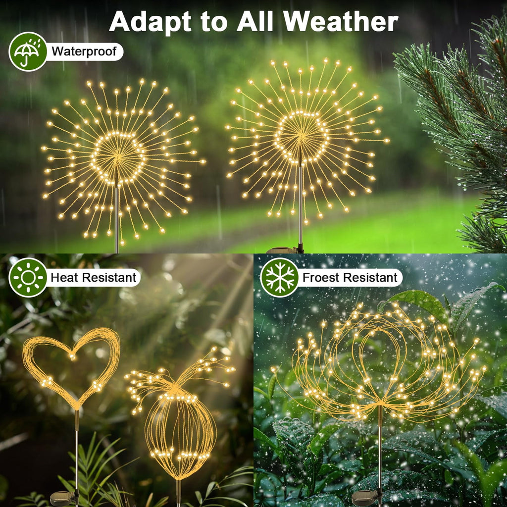 Garden Decor Solar Lights Outdoor,4Pack 120LED Waterproof Colorful Solar Garden Lights Outdoor Decoration,Yard, Patio, Porch,Flower Pot,Pathway,Christmas