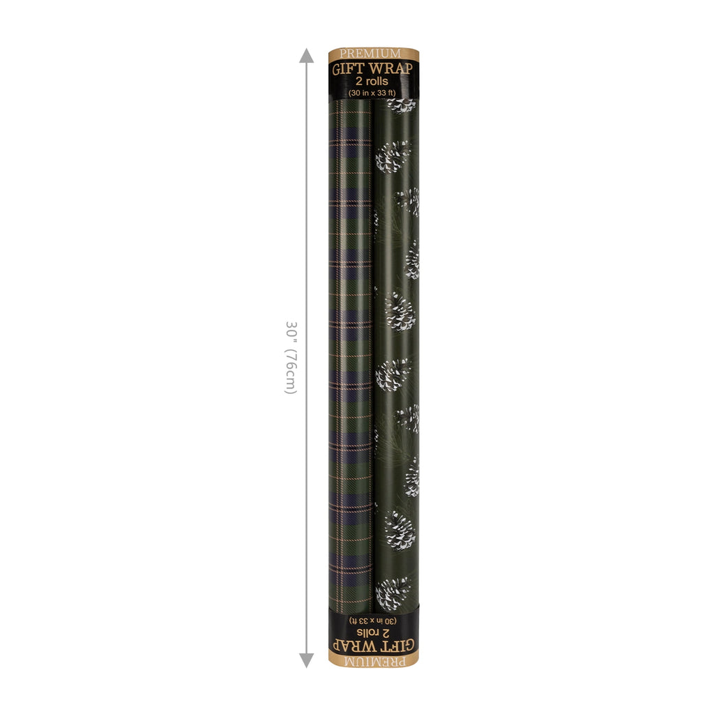 LaRibbons 30" x 33' Christmas Wrapping Paper Kraft Reversible Gift Wrap (2-pack)