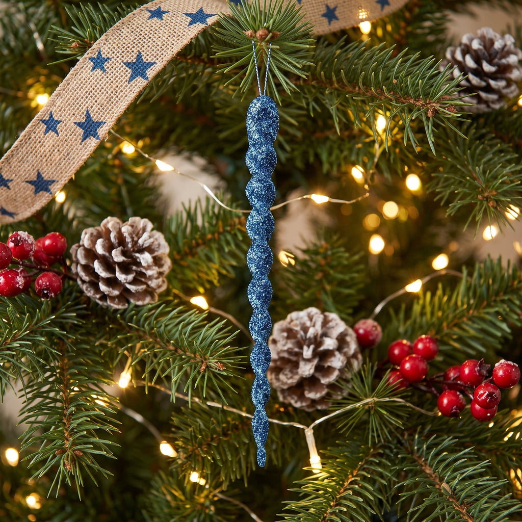 24-Count Red Glitter Icicle Christmas Ornaments, 5.3", by Holiday Time