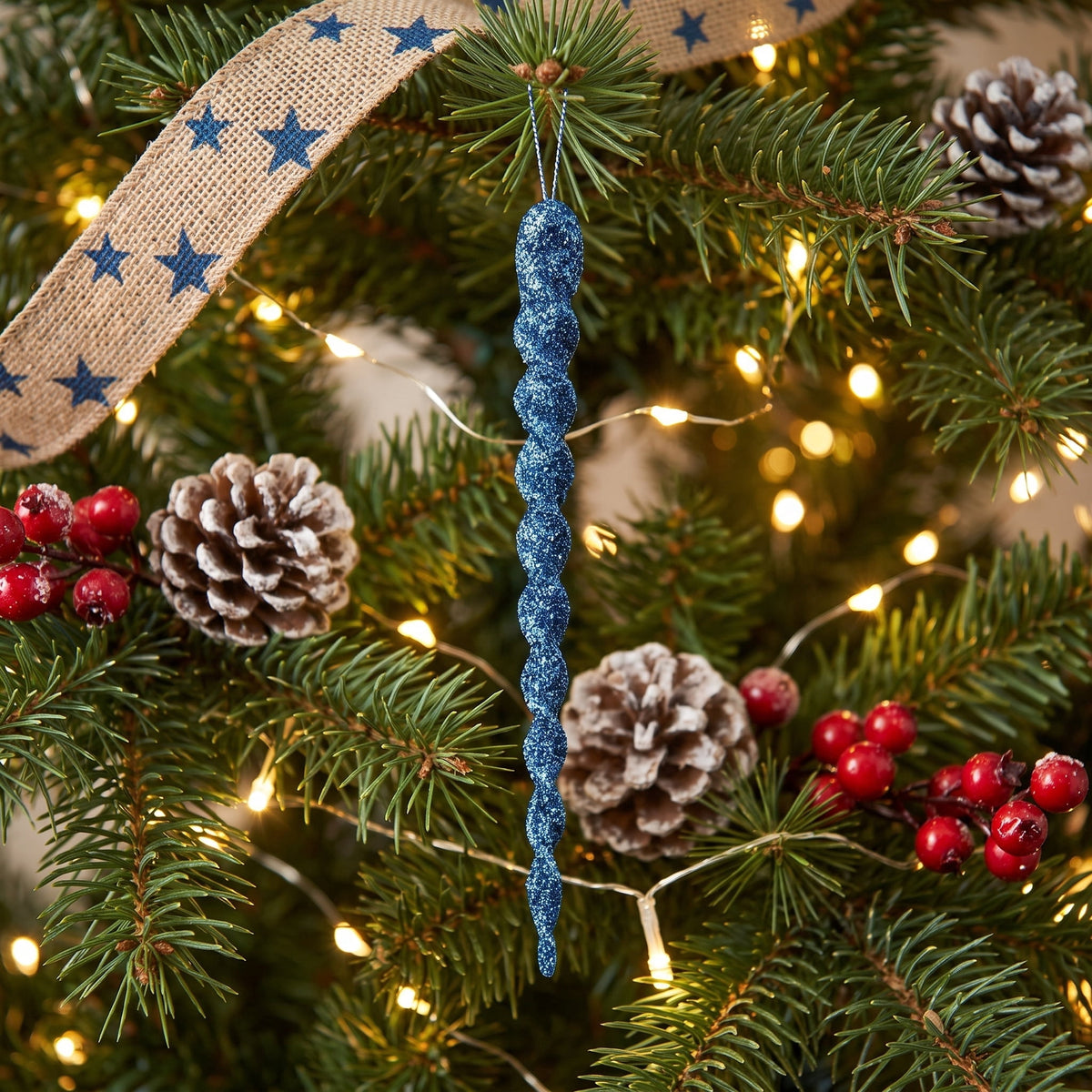24-Count Red Glitter Icicle Christmas Ornaments, 5.3", by Holiday Time