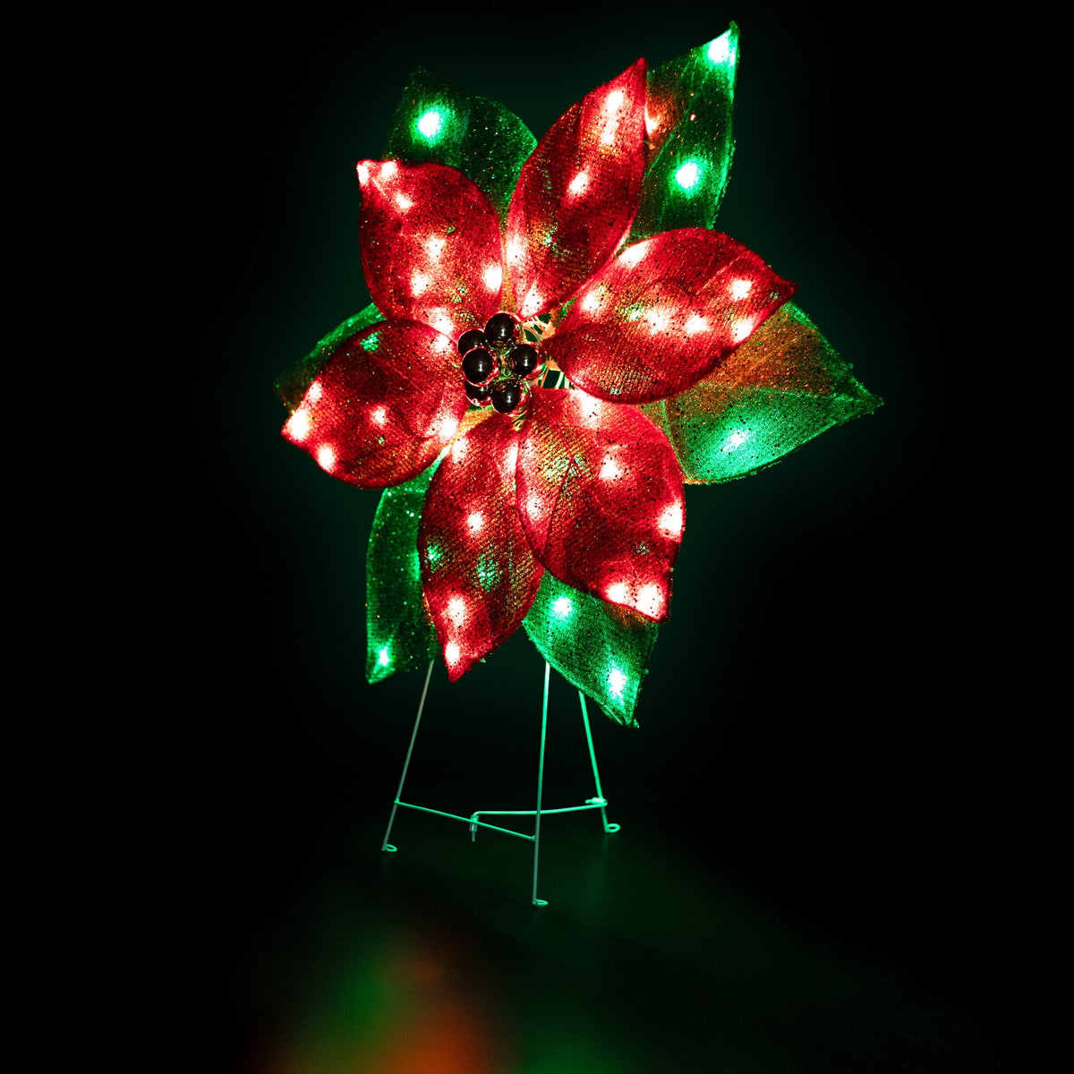Northlight LED Lighted Poinsettia Outdoor Christmas Yard Decoration - 34" - Red and Green