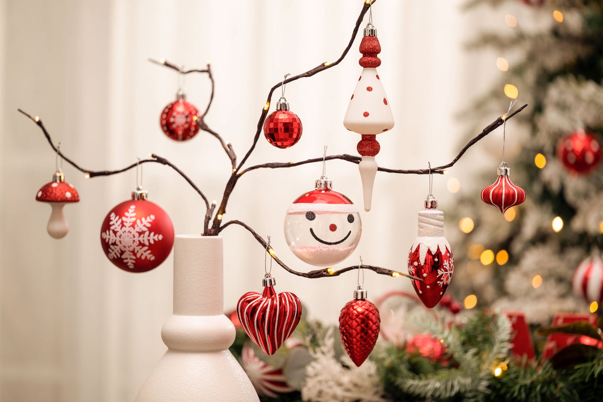Valery Madelyn 24ct 2.36" Christmas Ball Ornaments, Red White Shatterproof Ornaments for Christmas Party Decor