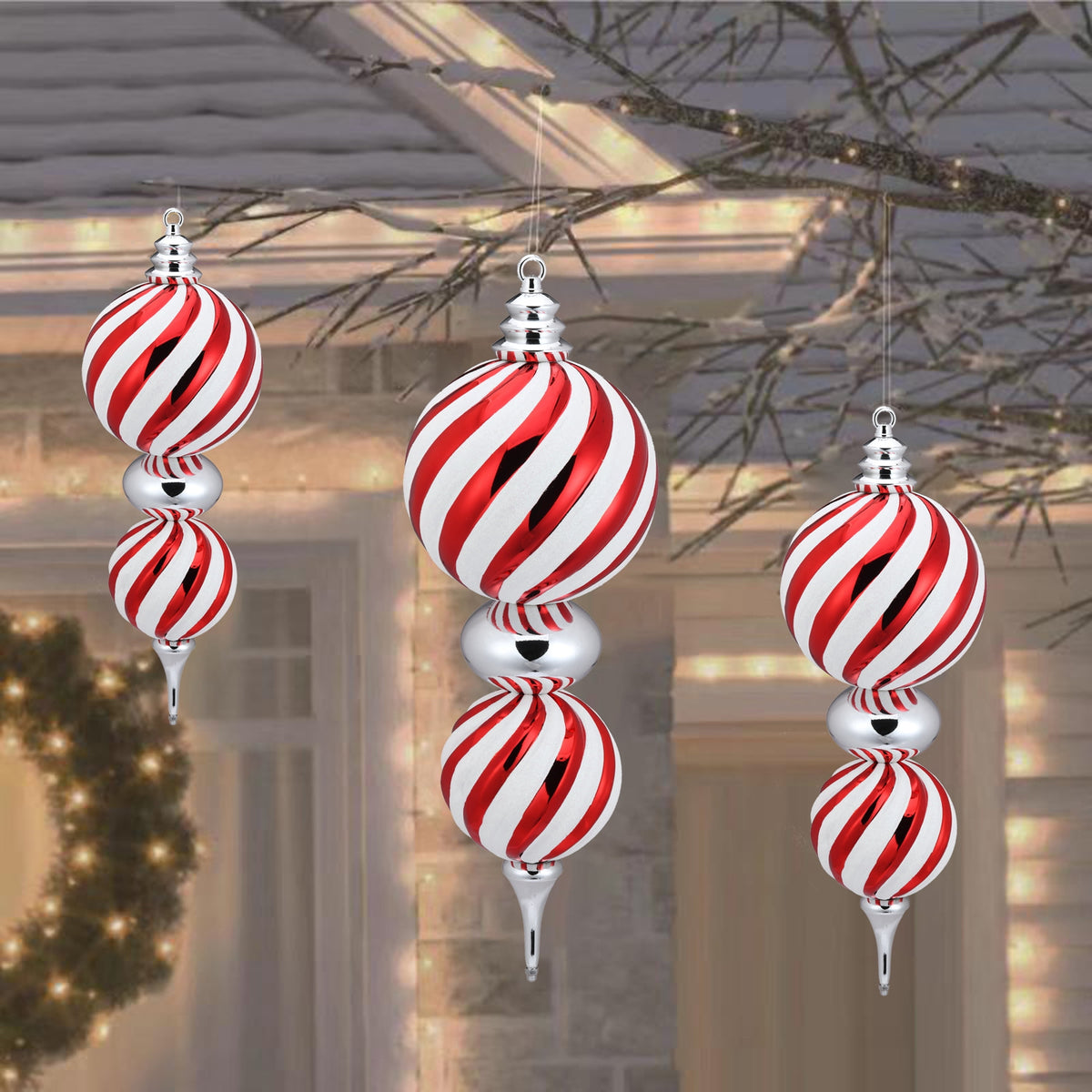 Red/Green/Gold Jumbo Finial Shatterproof Christmas Ornament, 23", by Holiday Time
