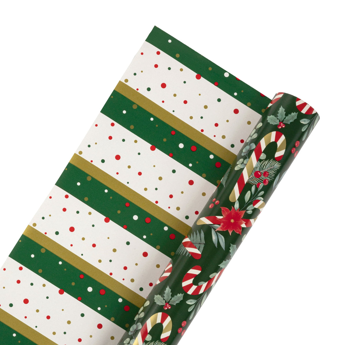 LaRibbons 30" x 10' Holiday Reversible Metallic Gift Wrap Kit | Vintage Santa and Holiday Greens