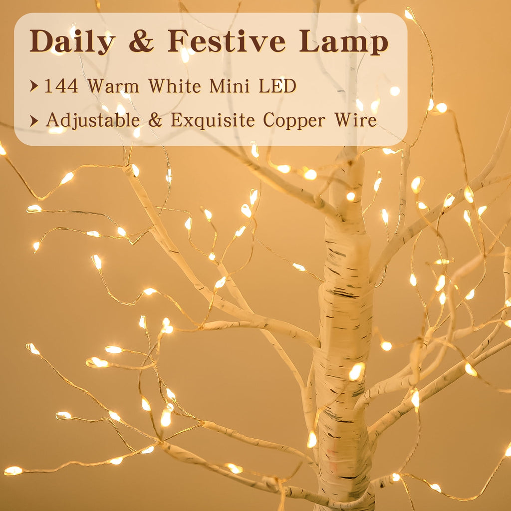 EAMBRITE Birch Tree with Lights, Lighted Twinkle Christmas Tree Fairy Light Spirit
