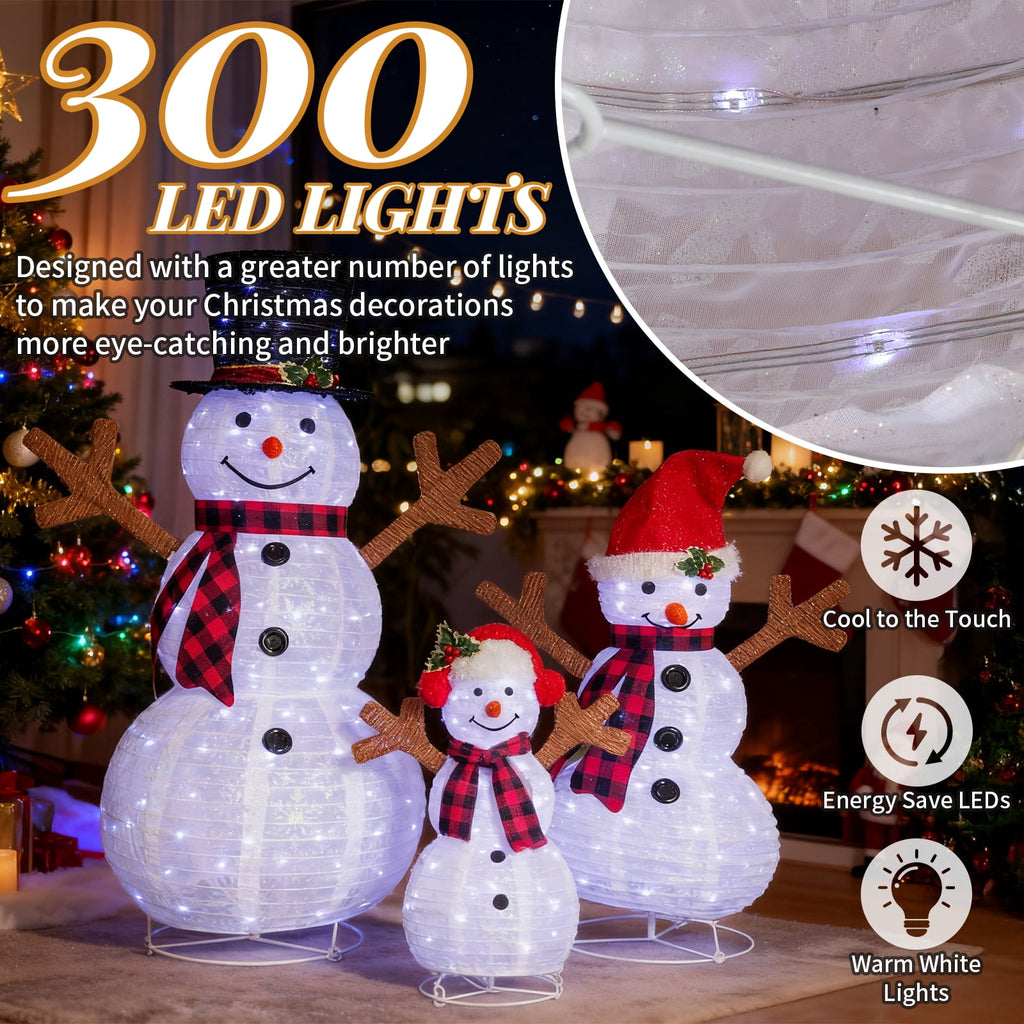 Ktaxon Lighted Christmas 4ft Snowman Family Set Outdoor Yard Decoration LED Lights