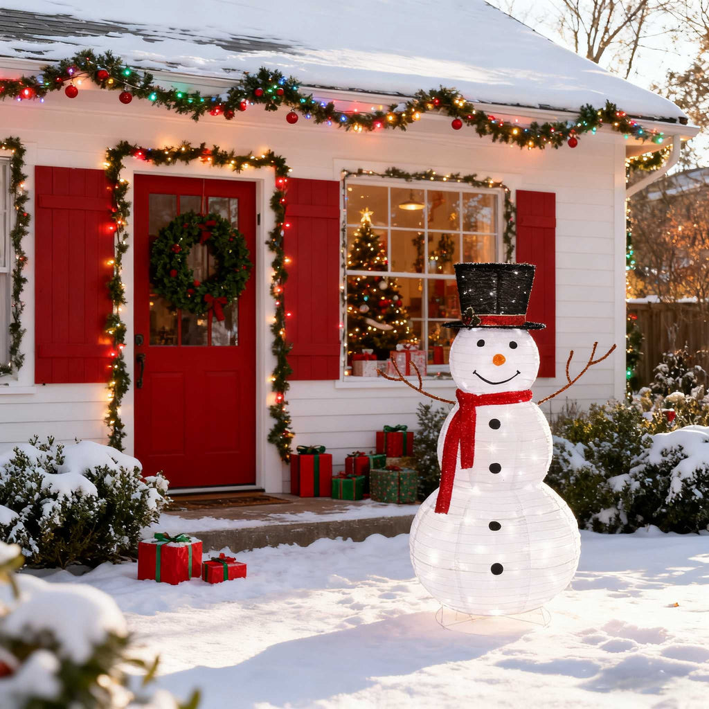 Zimtown LED Lighted Snowman Christmas Snowman w/ 180 LED Lights,Hat Christmas Outdoor Decoration