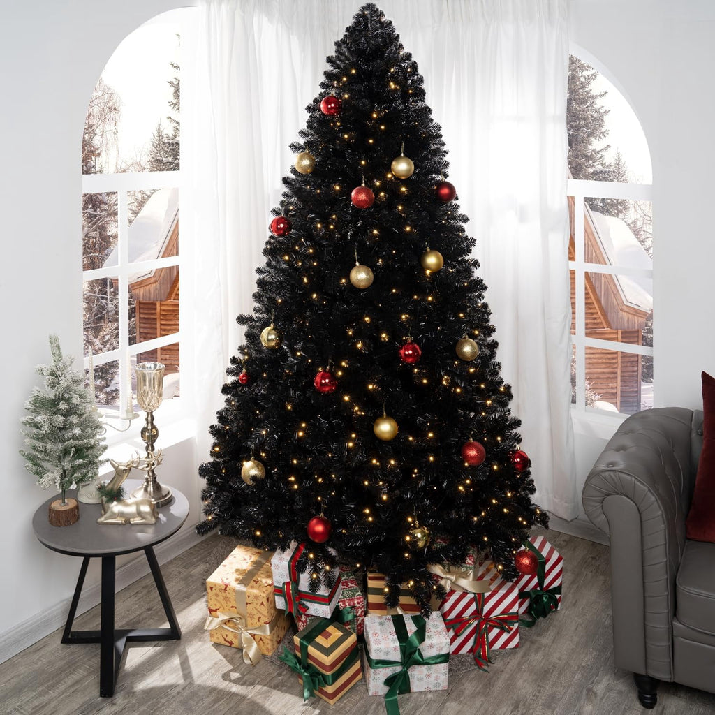 Naomi Home 7.5ft Gold Christmas Tree with Lights, Unique Colored Christmas Tree Prelit with 1412 Branch Tips, 600 Warm Lights and Metal Stand, Aritificial Christmas Tree