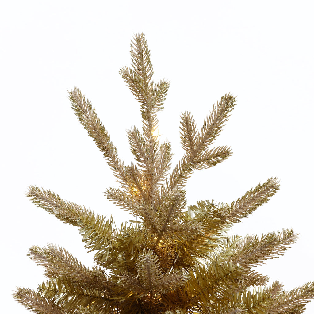3Ft Gold Branches Artificial Christmas Tree with Battery-Op Lights & Gold Pot