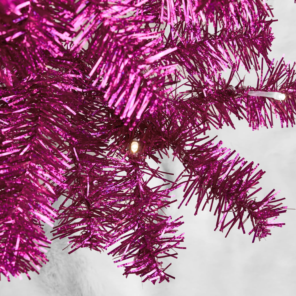 Best Choice Products 4ft Prelit Colored Christmas Tree, Artificial Tree Holiday Decor w/ 70 LED Lights - Baby Blue Tinsel