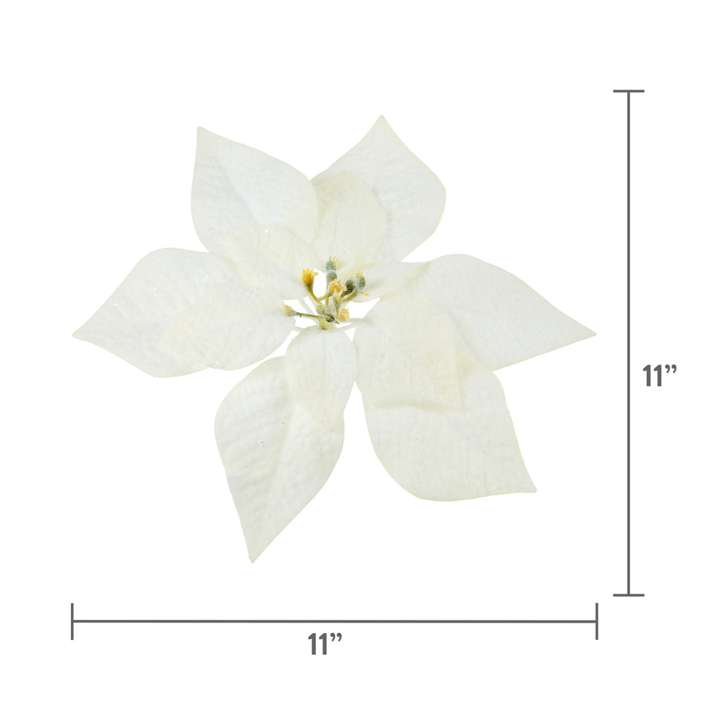 White Velvet-Feel Poinsettia Christmas Clip Ornament, 11", by Holiday Time