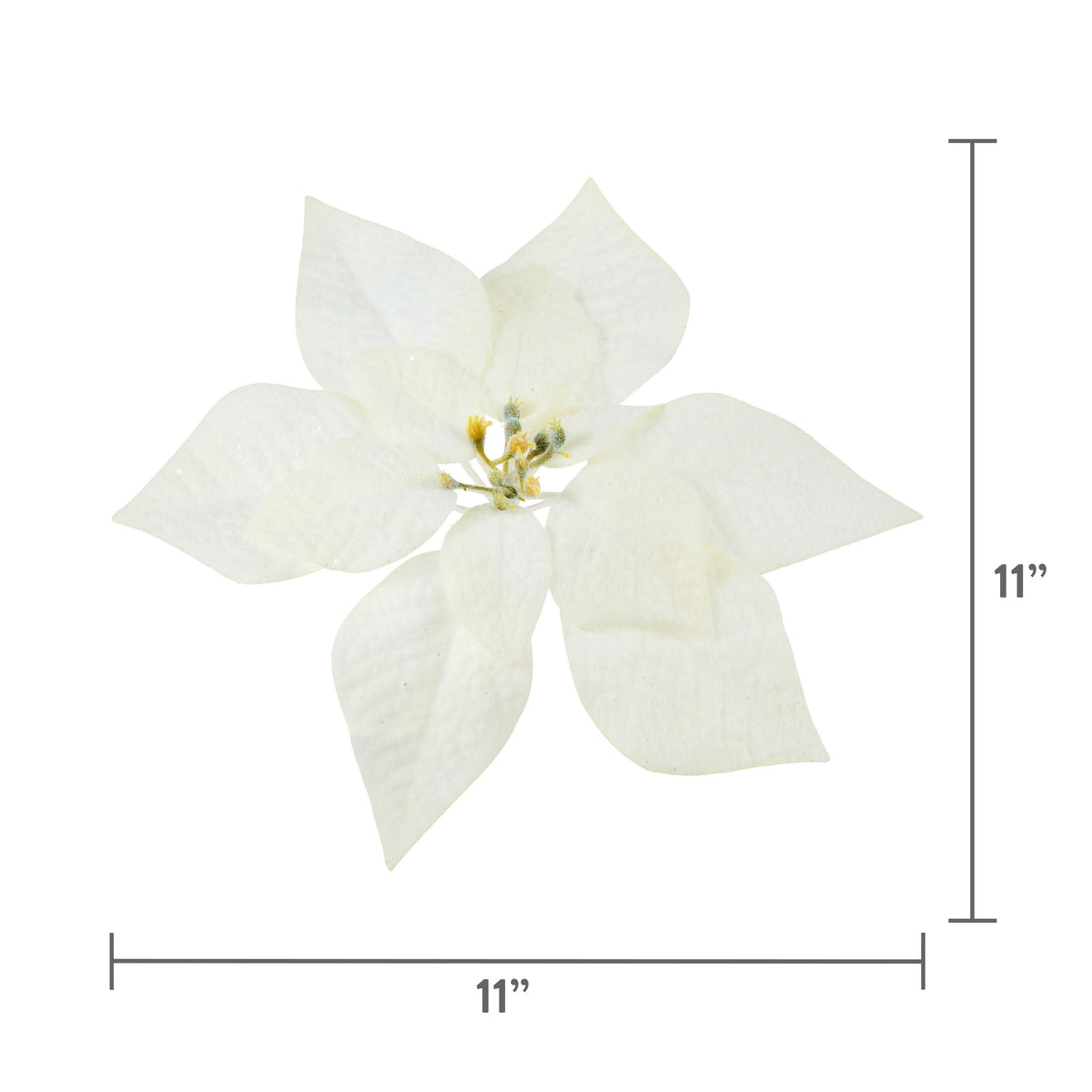 White Velvet-Feel Poinsettia Christmas Clip Ornament, 11", by Holiday Time