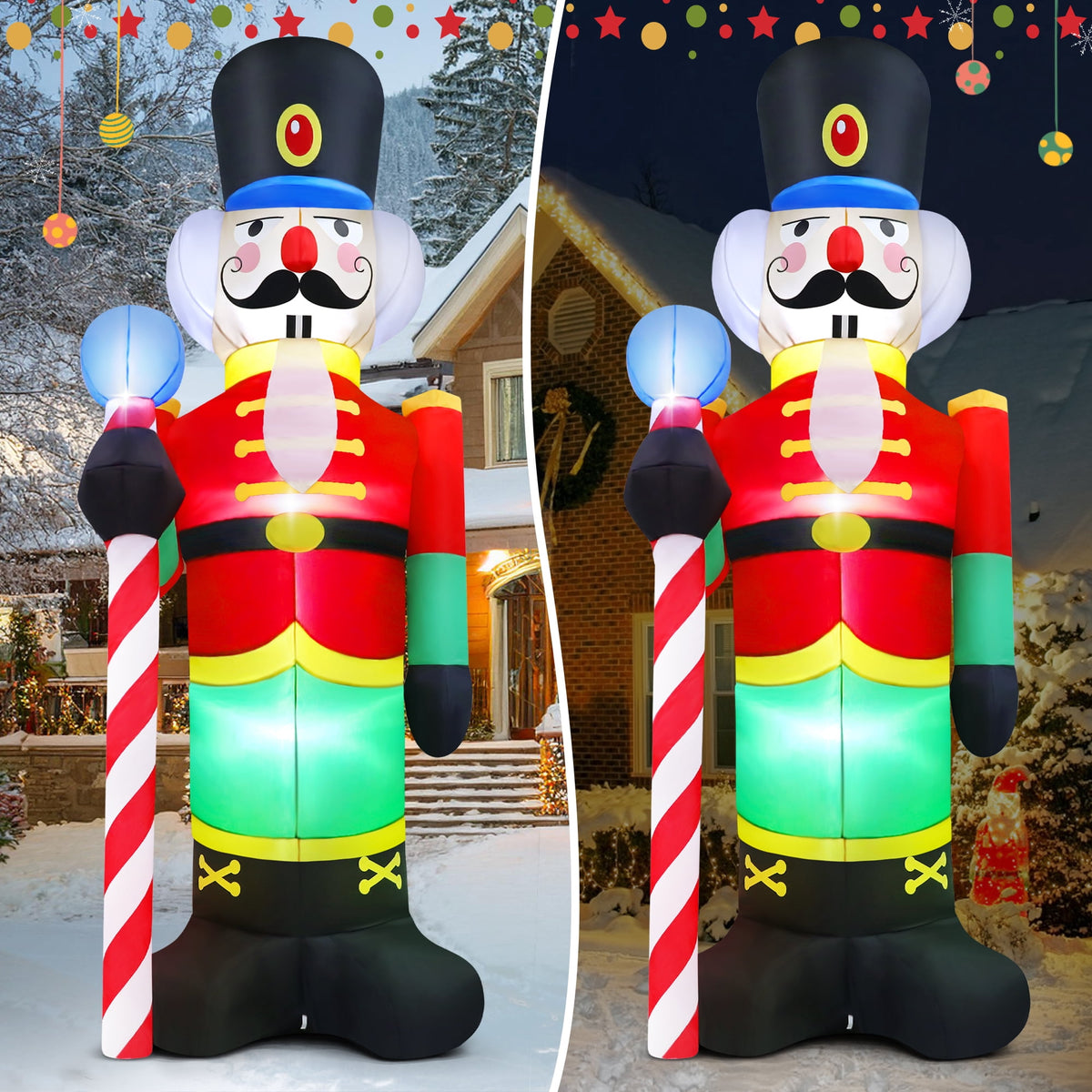 Yexmas 8FT Christmas Inflatable Nutcracker Soldier Blow Up Yard Decor with LED Light for Outdoor Christmas Party ,Garden and Lawn