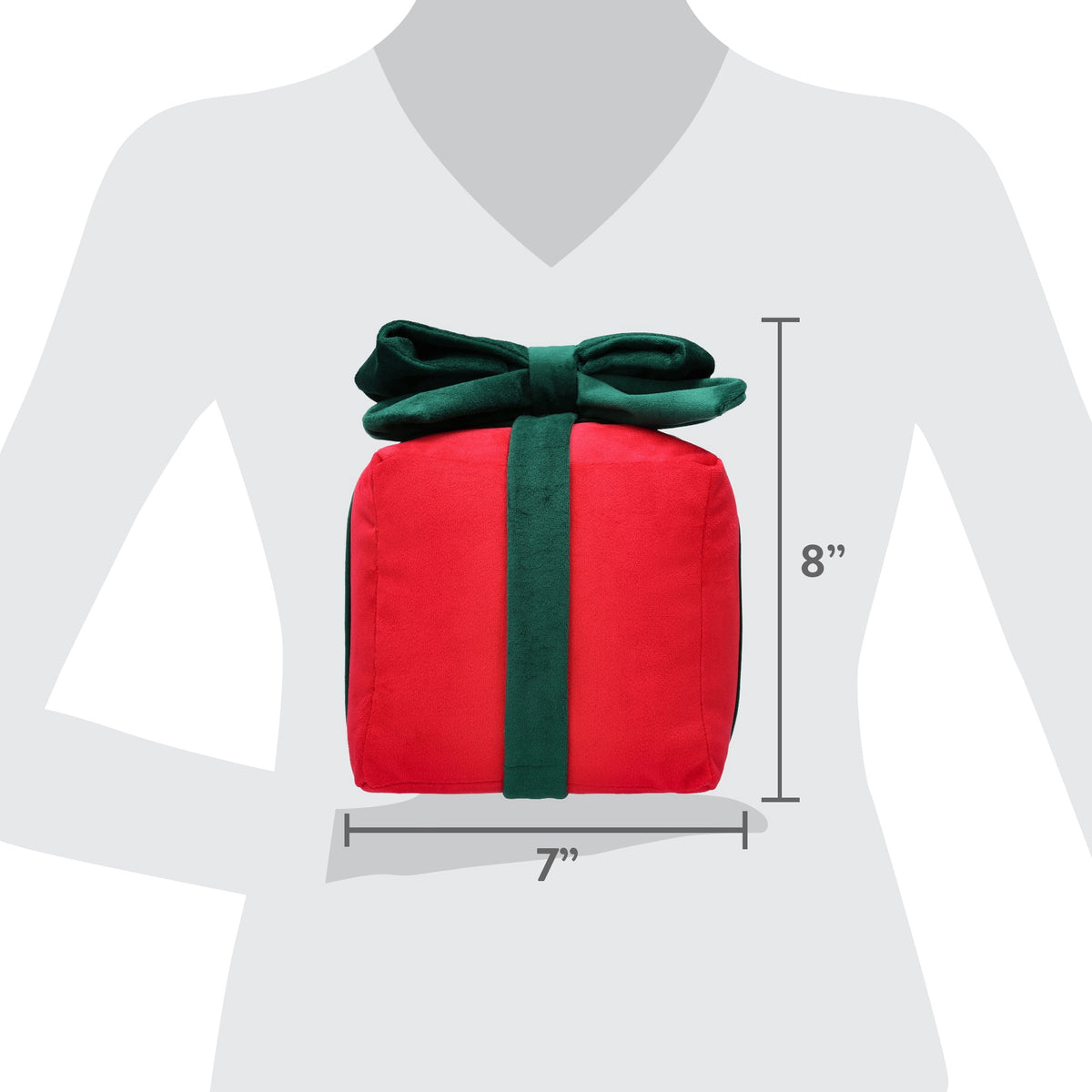 Fabric Gift Box Christmas Decoration, Red and Green, 8", by Holiday Time