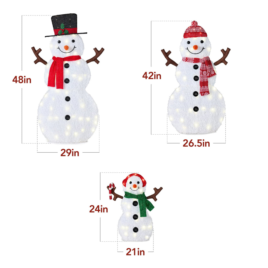 Best Choice Products 3-Piece 2D Lighted Snowman Family Set Outdoor Yard Decor w/ 135 Twinkling LED Lights