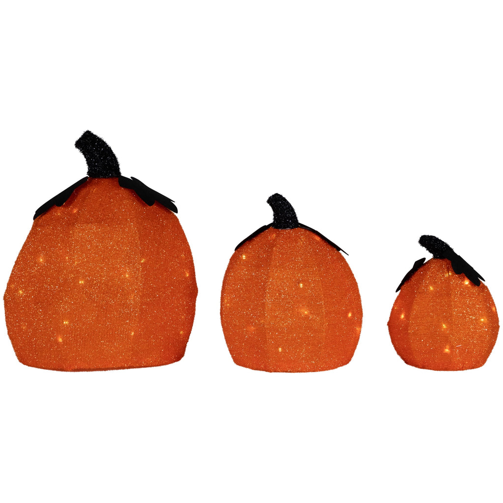 Northlight LED Lighted Jack O' Lantern Outdoor Halloween Decorations - Warm White - Set of 3