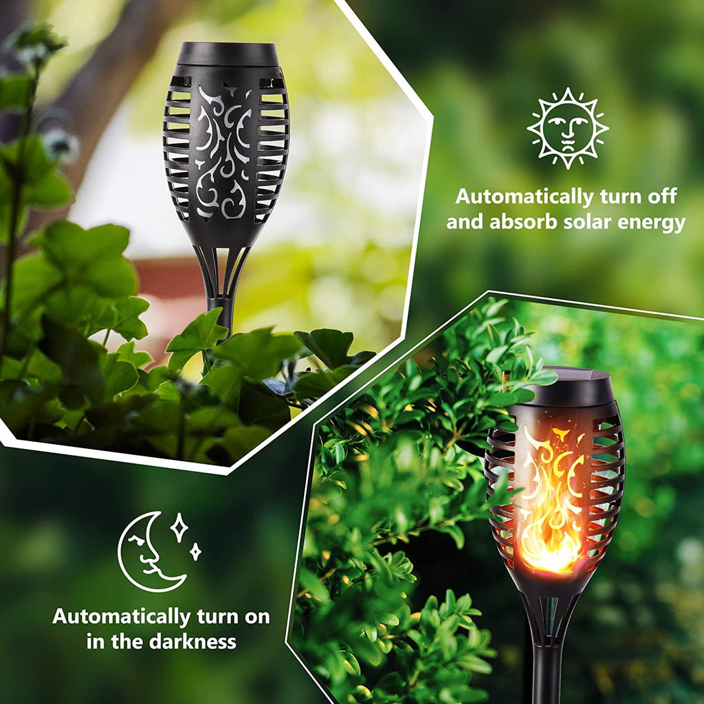 Toodour Outdoor Solar Lights, 6 Pack LED Solar Torch Lights with Flickering Flame, Waterproof Halloween Decoration for Patio Lawn Yard Pathway Garden