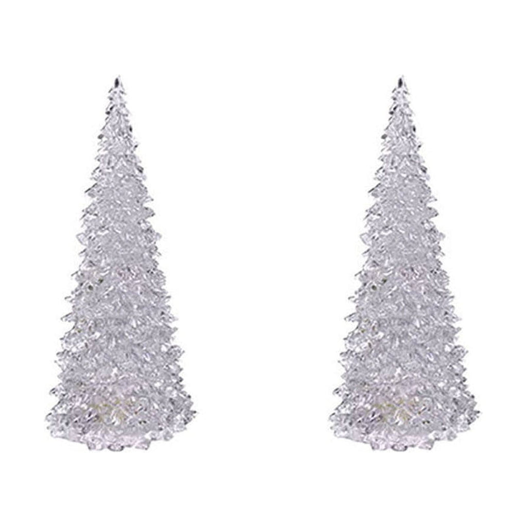 Bouanq 2/3/5PCS LED Christmas Tree Lights, Mini Acrylic Light Up Christmas Tree Lights, Color Changing Xmas Table Decorations Indoor, Holiday for Bedroom Table