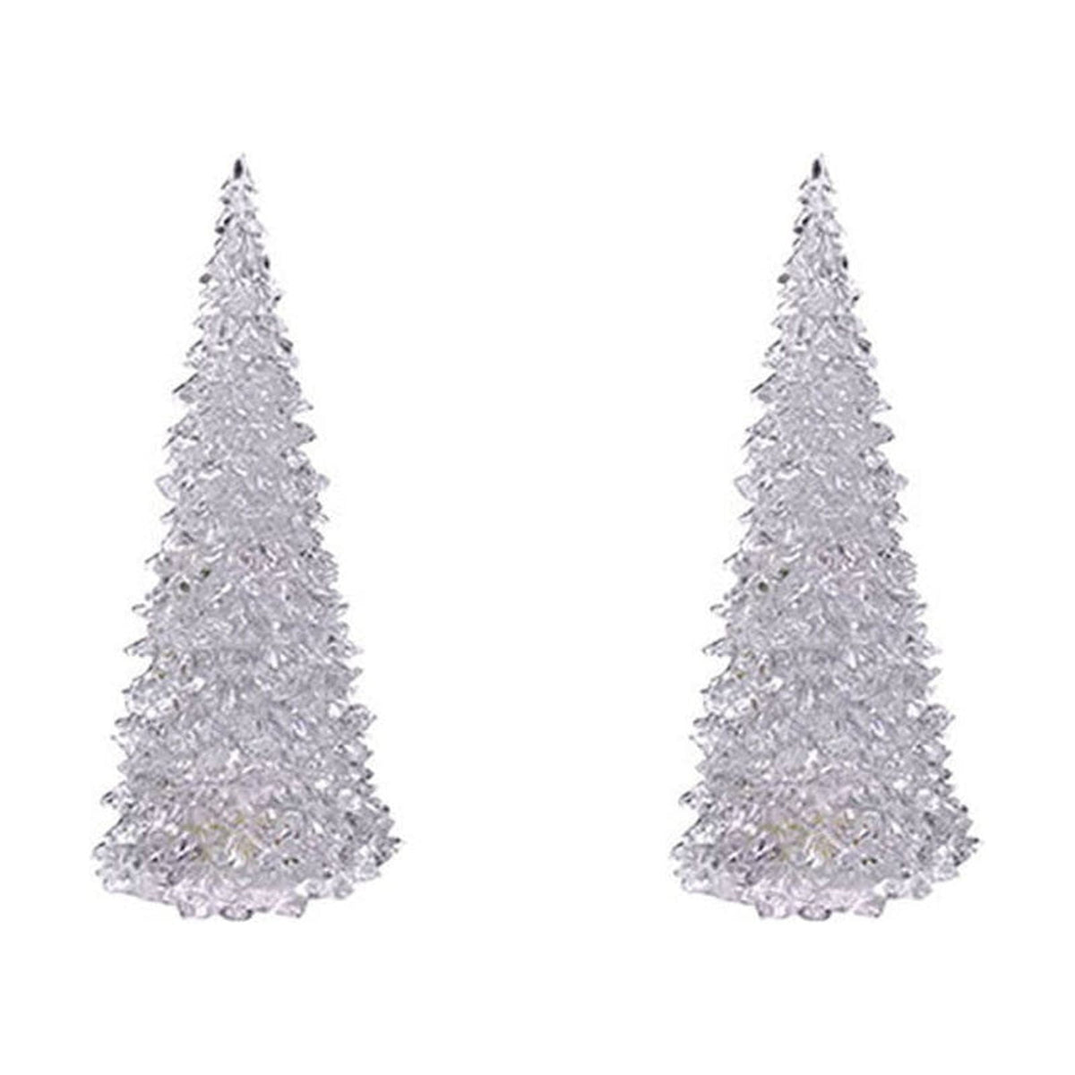 Bouanq 2/3/5PCS LED Christmas Tree Lights, Mini Acrylic Light Up Christmas Tree Lights, Color Changing Xmas Table Decorations Indoor, Holiday for Bedroom Table