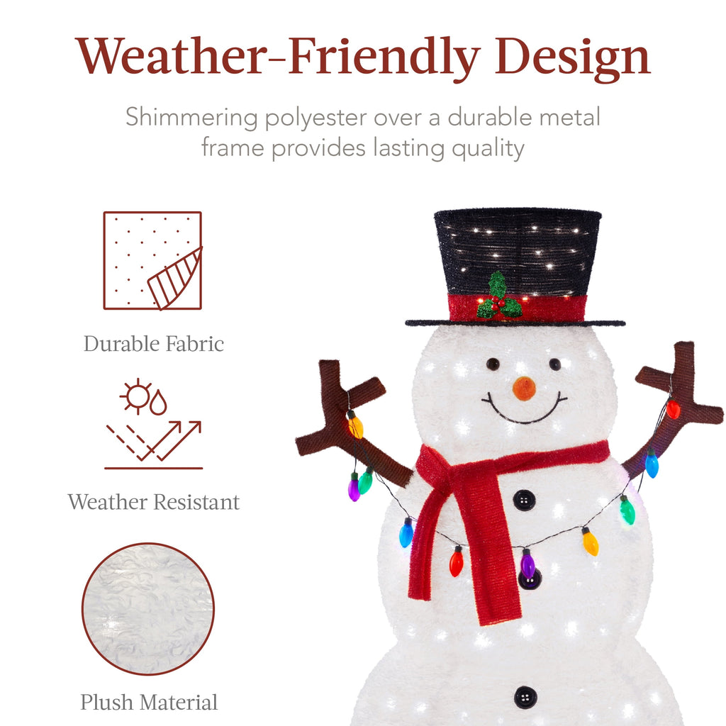 Best Choice Products 3ft Lighted Pop-Up Snowman, Outdoor Christmas Holiday Decoration w/ 100 LED Lights, Hat , Scarf