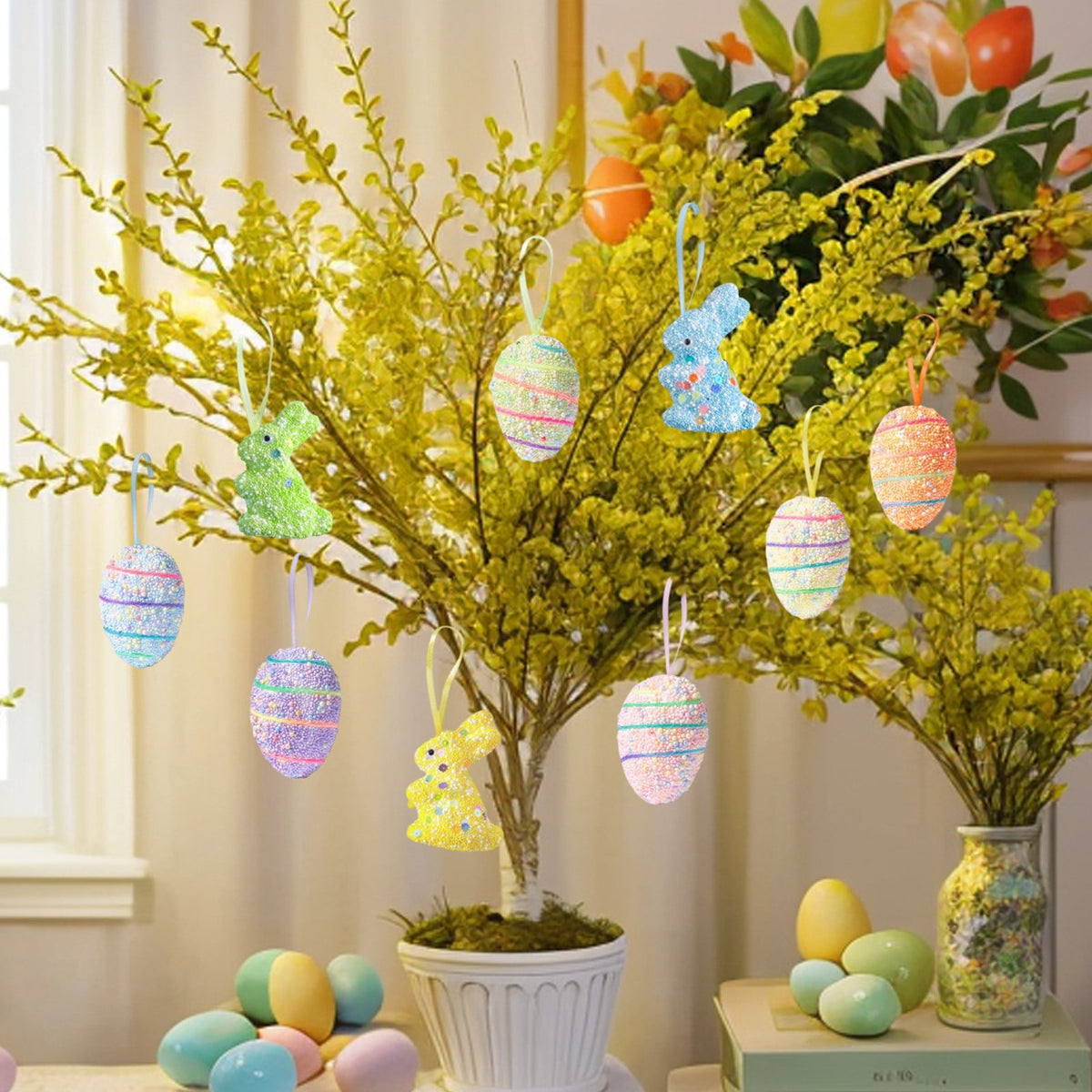 XGFHYJEH Easter Lighted Window Decorations, Easter Egg Lights, Easter Lights, Egg String Lights, Easter Decorations Indoors, Easter Hanging Decoration