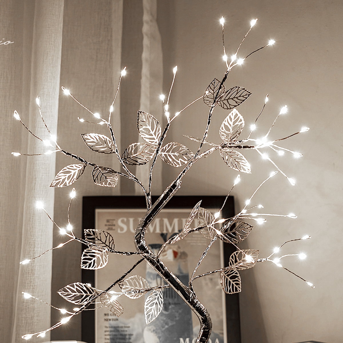 Set of 2 Battery Operated Mini Led Fairy Light Dewdrop Light with Timer 6 Hours on/18 Hours off for Christmas Party Decoration,30 LEDs,10 Feet Silver Wire (Warm White)