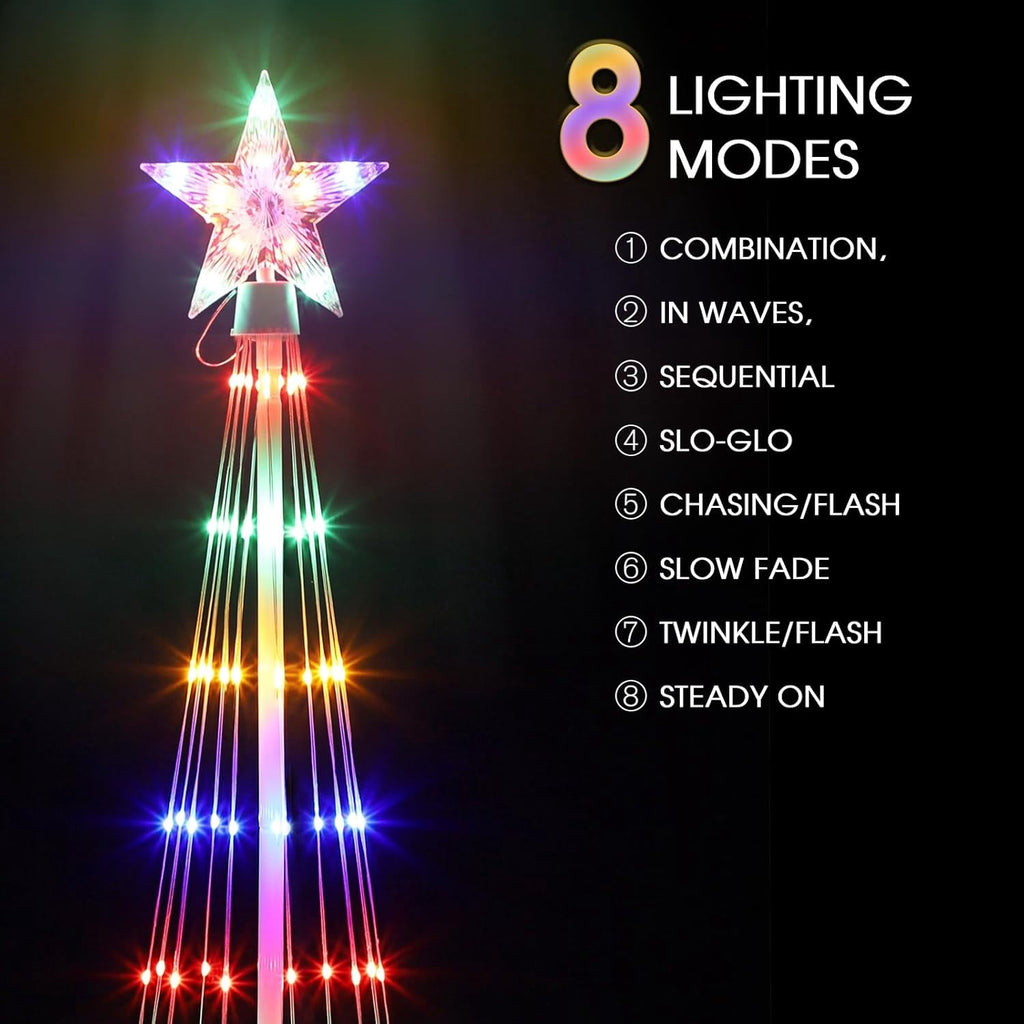 BTY KA 3-piece LED outdoor Christmas tree light show decoration, external lighting conical Christmas decoration with star decoration, courtyard porch backyard terrace,3 feet 4 feet 5 feet