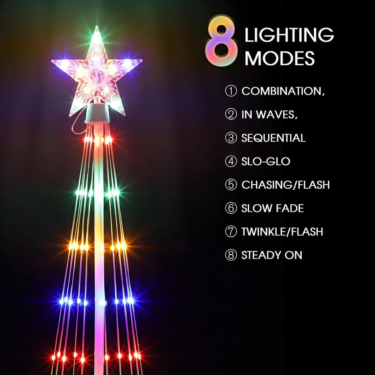 BTY KA 3-piece LED outdoor Christmas tree light show decoration, external lighting conical Christmas decoration with star decoration, courtyard porch backyard terrace,3 feet 4 feet 5 feet